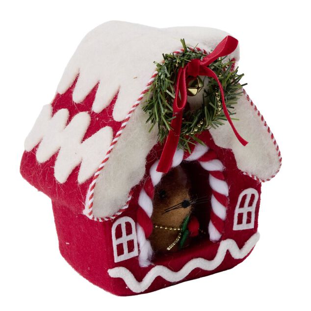 Maison de No&euml;l d&eacute;corative en feutrine H16cm (2 mod&egrave;les)