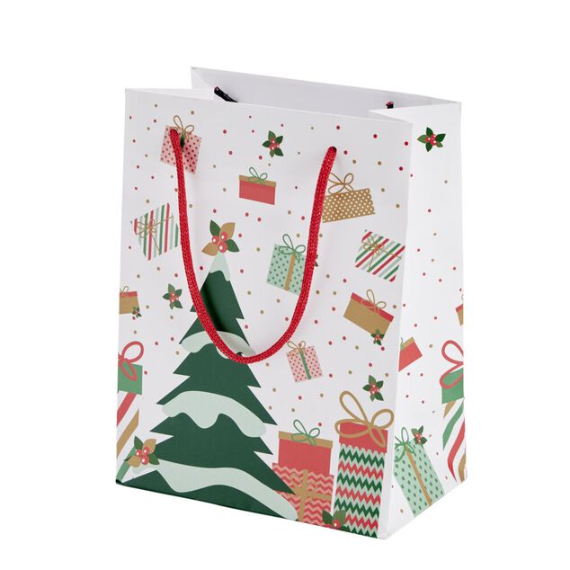 Sac cadeau No&euml;l motif traditionnel 17,5x10xH23cm