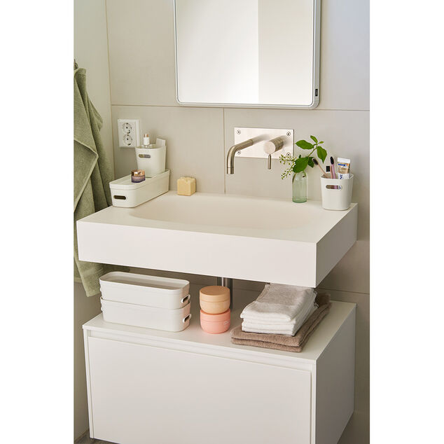 Bo&icirc;te de rangement avec poign&eacute;e blanc