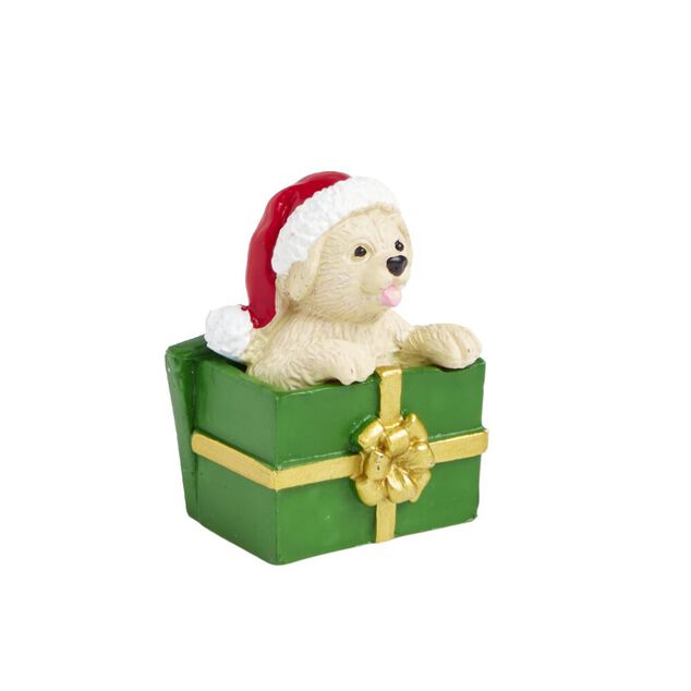 Lot de 3 figurines pour village anim&eacute; de No&euml;l th&egrave;me chiots