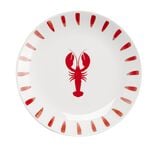 Assiette plate en porcelaine d&eacute;cor marin &Oslash;20cm (2 mod&egrave;les homard ou sardine)
