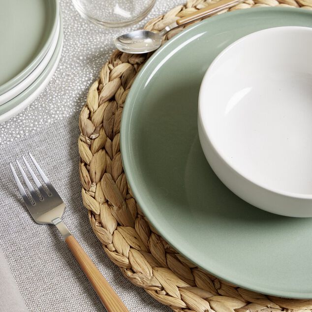 Assiette plate Oslo en gr&egrave;s vert &Oslash;27cm