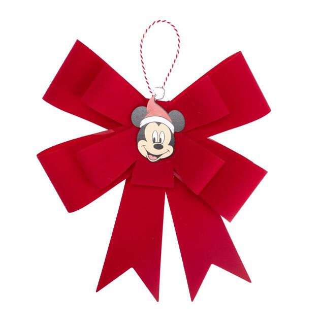 Noeud de No&euml;l Disney Mickey rouge &agrave; suspendre 40x40cm