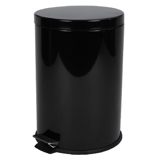 Poubelle ronde p&eacute;dale noir 20 L
