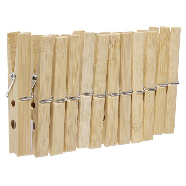 Pince &agrave; linge en bambou x12