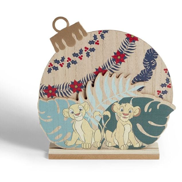 D&eacute;coration Disney &agrave; poser boule de No&euml;l Le Roi Lion bois H21,5cm