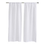 Vitrage passe tringle x2 aspect toile à beurre blanc uni 60x120cm