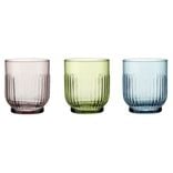 Verre bas x3 Tokyo en verre color&eacute; stri&eacute; &Oslash;9xH8cm