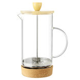 Cafetière à piston en verre, acier et bambou 1L