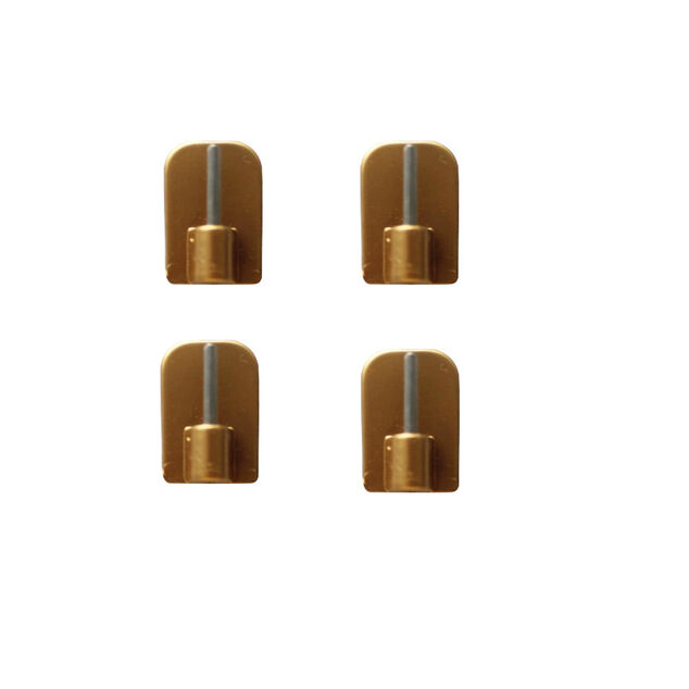 Support de tringle adh&eacute;sif plastique laiton dor&eacute; x4