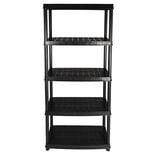 &Eacute;tag&egrave;re plastique noir 5 niveaux L71xl35xH180cm
