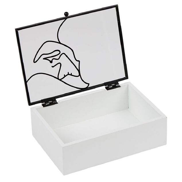 Bo&icirc;te en bois couvercle d&eacute;co feuille 17x12xH5,5cm