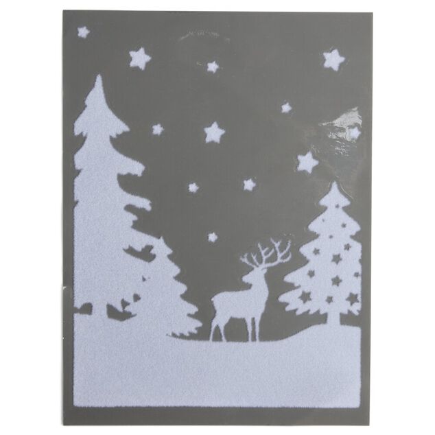 Décoration fenêtre Noël électrostatique paysage enneigé blanc