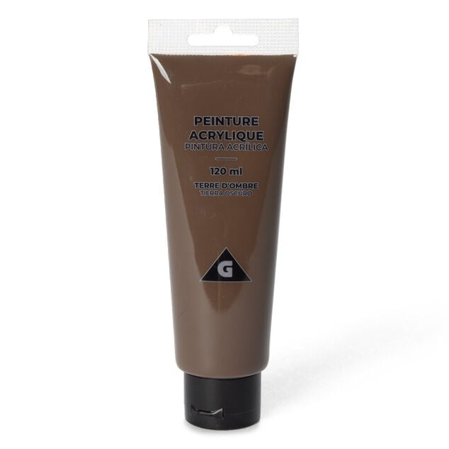Tube peinture acrylique 120ml terre d'ombre