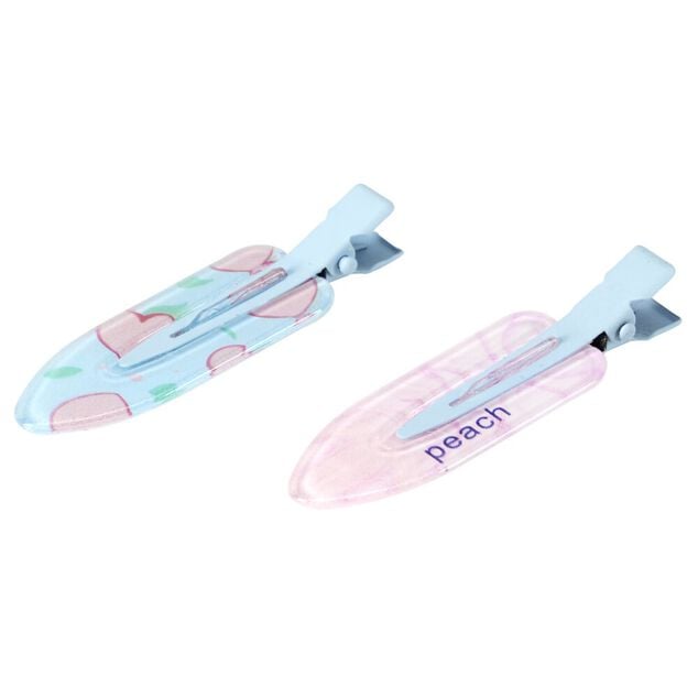 Pince &agrave; cheveux x2 clip fantaisie en m&eacute;tal et plastique 2x6cm (3 mod&egrave;les)