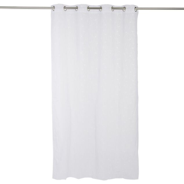 Voilage polyester 140x240cm motif floral blanc