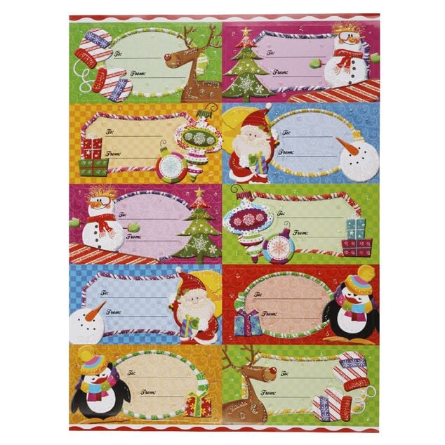 &Eacute;tiquette paillet&eacute;e papier cadeau x10