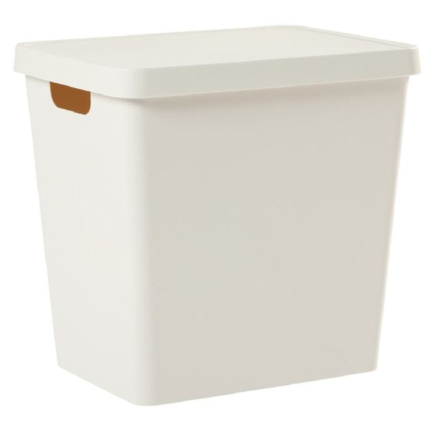 Bo&icirc;te de rangement avec couvercle beige 26 L