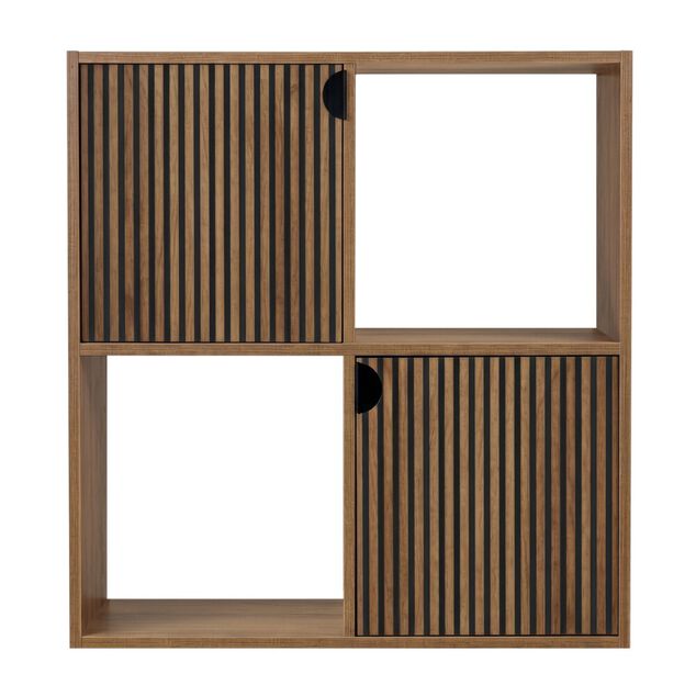 &Eacute;tag&egrave;re Adam 4 cases 2 portes en bois brun L60xP29,5xH60cm