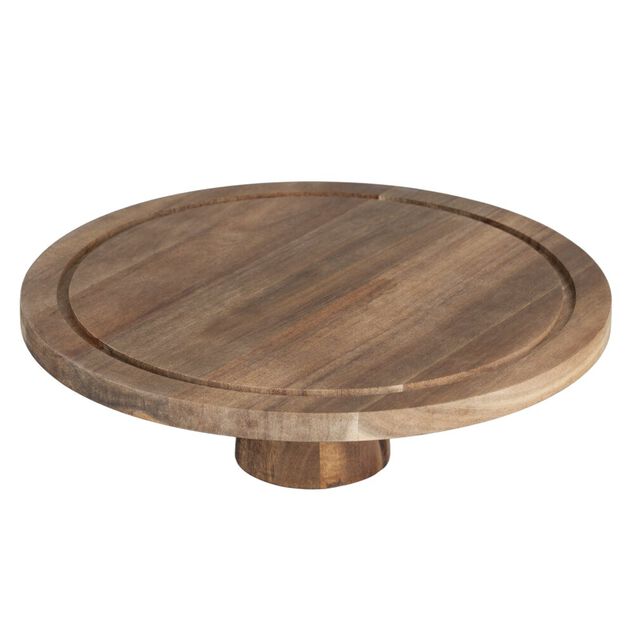 Plateau de pr&eacute;sentation bois avec cloche en verre r&eacute;versible &Oslash;30cm