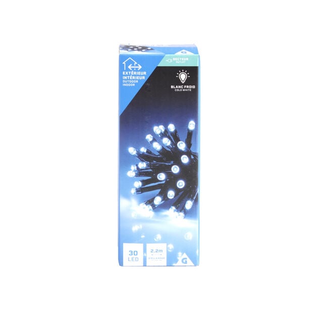 Guirlande lumineuse ext&eacute;rieur 30LED blanc froid 2,2m