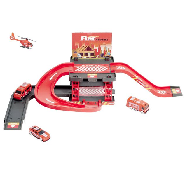 Jeu de parking pompier à construire avec 4 véhicules 19 pièces