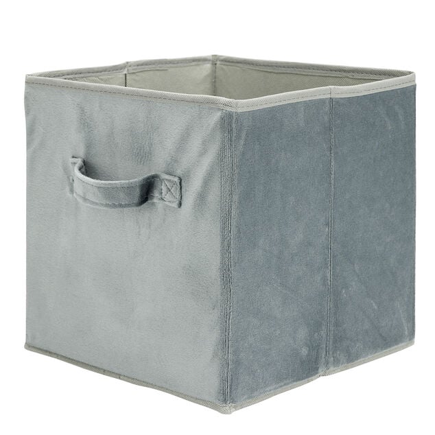 Pani&egrave;re de rangement pliable tissu velours gris 27x27xH27cm