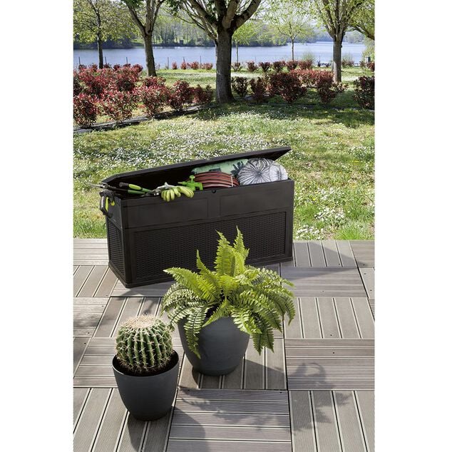 Cache pot rond gris frise ligne horizontale 12L