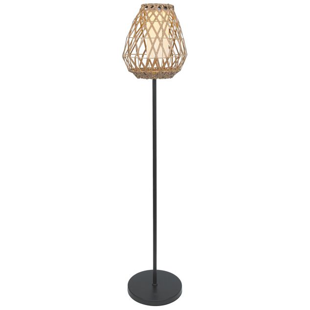 Lampe solaire sur pied osier m&eacute;tal Bali &Oslash;28xH141cm