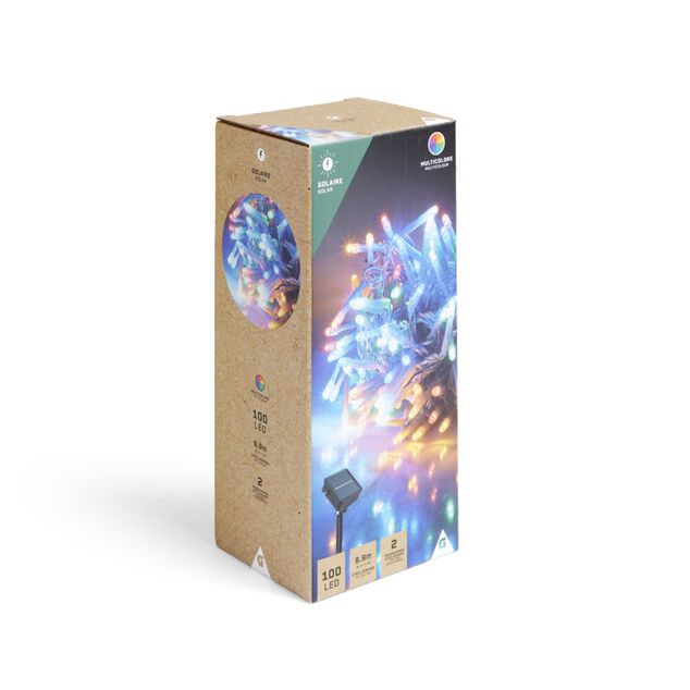 Guirlande lumineuse solaire 100LED multicolores 9,9m