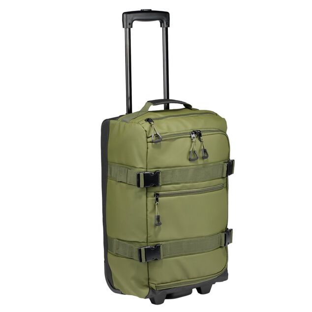 Valise souple 32L taille cabine 2 roues textile vert kaki 30,5x21xH53cm