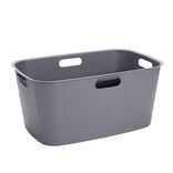 Panière à linge rectangulaire plastique gris 45L 59x38xH27,5cm