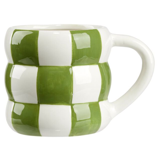 Mug dolomite 38cl motif damier bicolore &Oslash;9xH13cm (3 mod&egrave;les)