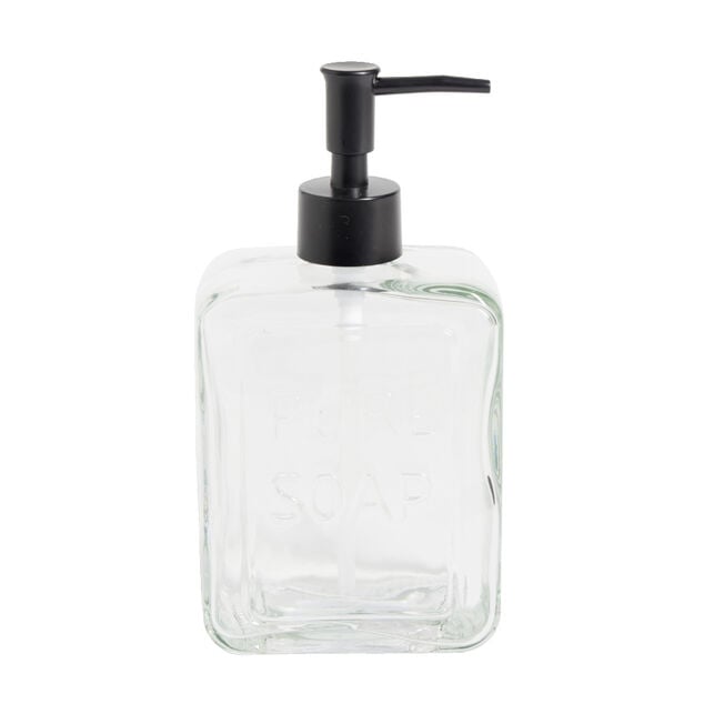 Distributeur &agrave; savon 500ml inscription Pure Soap en verre 4 coloris