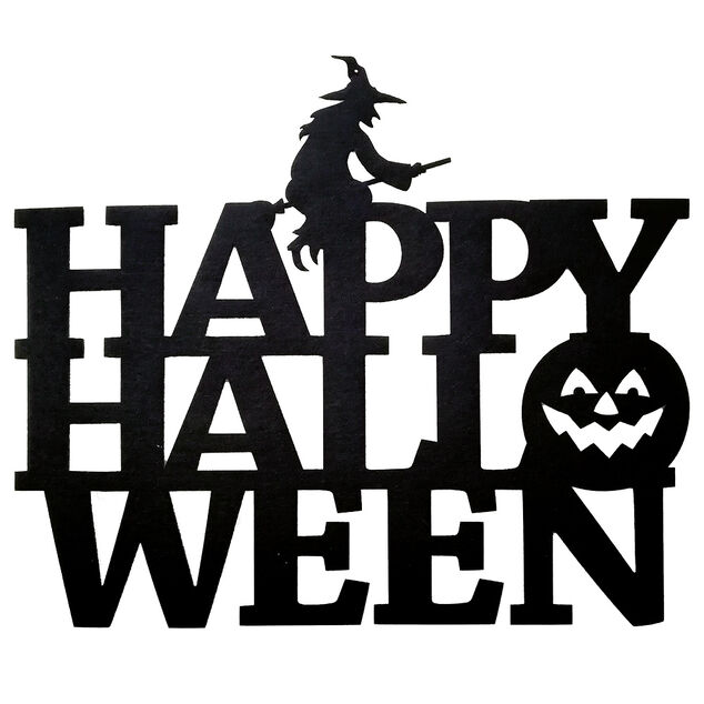 D&eacute;coration de porte Happy Halloween Welcome suspension feutrine x2