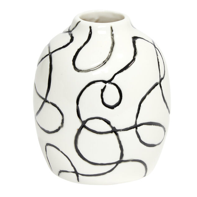 Vase en c&eacute;ramique motif courbe &Oslash;7,5xH9,5cm (3 mod&egrave;les)