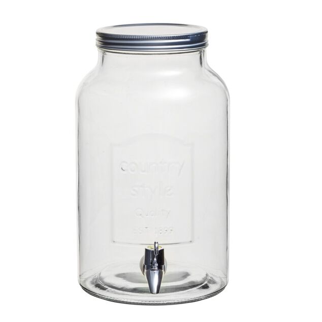 Distributeur de boisson verre couvercle m&eacute;tal 5.5 L