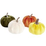 D&eacute;coration &agrave; poser forme citrouille velours 4 pi&egrave;ces &Oslash;7,5xH6,5cm