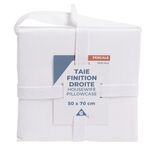 Taie d'oreiller 50x70cm 100% coton percale finition droite blanc