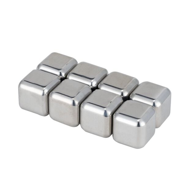 Coffret whisky 2 verres 8 gla&ccedil;ons inox 2 sous-verres et 1 pince 13 pi&egrave;ces