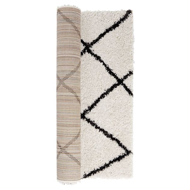 Tapis shaggy Marthe 100x150cm beige et noir