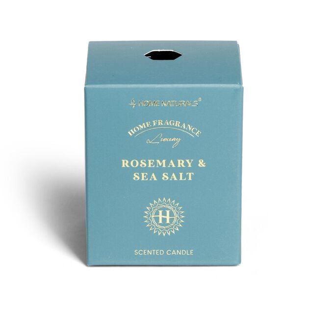 Bougie senteur romarin et sel marin dans pot en verre &Oslash;6,4xH7,9cm bleu