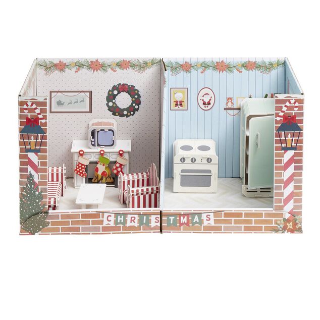 Appartement 2 pi&egrave;ces pour lutin farceur empilable en carton 30x30xH60cm