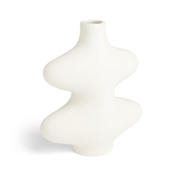 Vase forme organique c&eacute;ramique blanc L15x7xH18cm