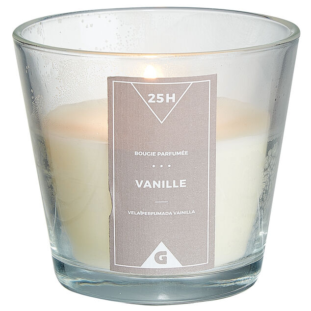 Bougie parfum&eacute;e dans verre &Oslash; 9 cm senteur vanille