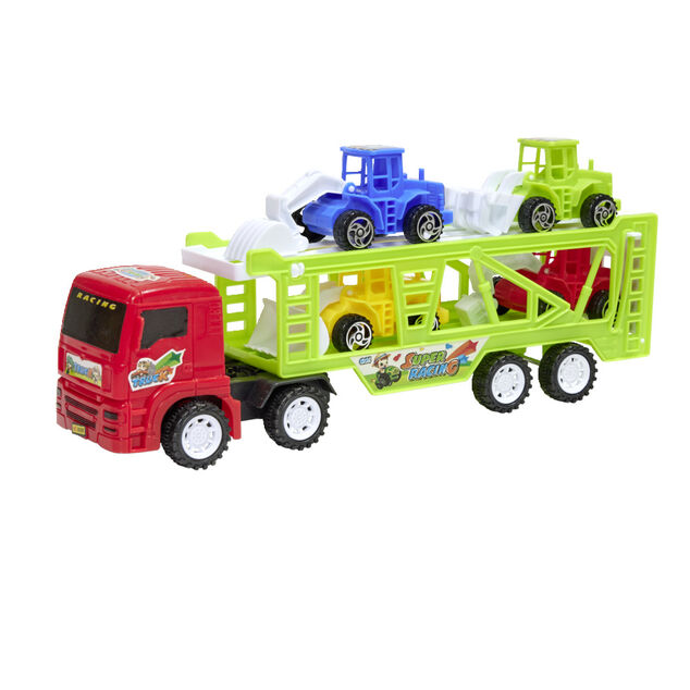 Camion de transport avec 4 tracteurs de chantier L30cm