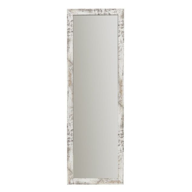 Miroir rectangulaire en bois Harry moulure effet cérusé blanc naturel 60x150cm
