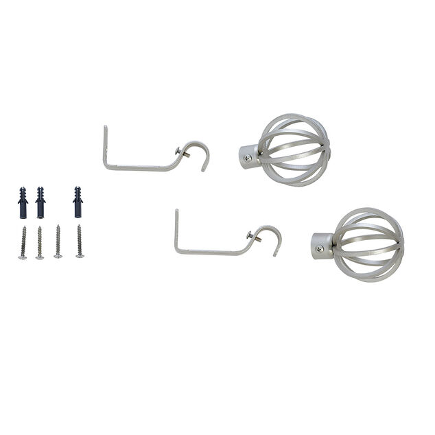 Kit Tringle &agrave; rideau extensible 95-180 cm embouts sph&egrave;re gris chrom&eacute;