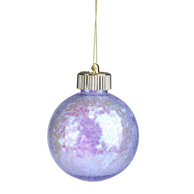 Boule de No&euml;l fluo iris&eacute; &agrave; suspendre H8cm (3 mod&egrave;les)