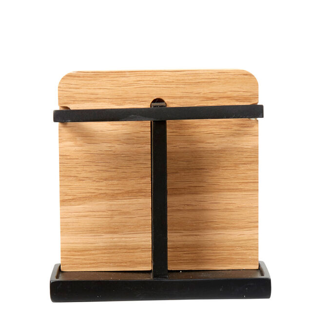 Porte brosses &agrave; dents couleur bois et noir